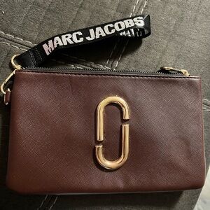 Marc Jacobs Burgundy Wristlet with Gold Detail
